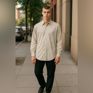 Ermenegildo Zegna L Yellow Blue Graphed Checkered Print Button Down Shirt